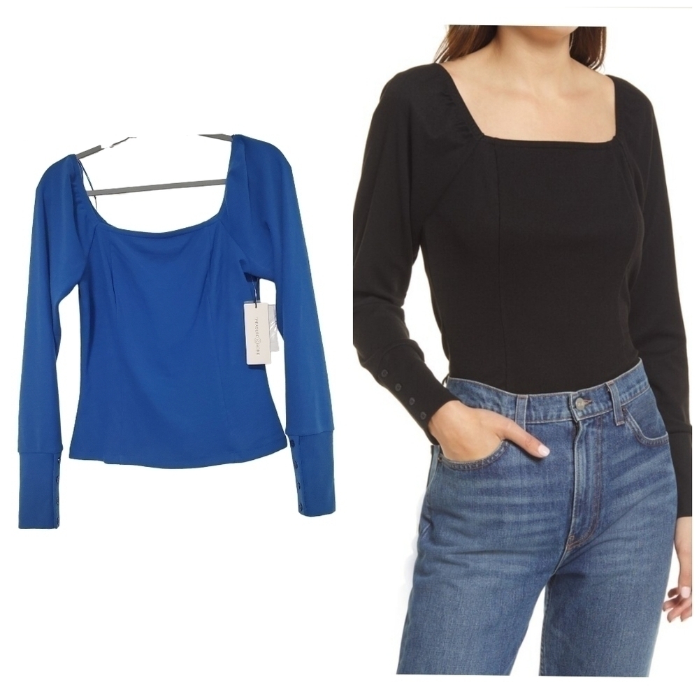 NWT Treasure & bond blue square neck top